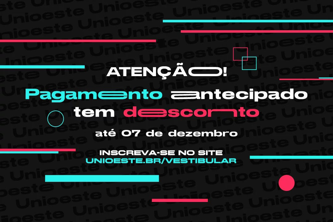 Desconto na inscrição para o vestibular da Unioeste vai até 7 de dezembro