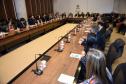 O secretário de estado da ciência, tecnologia e ensino superior, João Carlos Gomes, acompanhado do, reitor da universidade estadual de Ponta Grossa, Carlos Luciano Vargas, reitor da PUC/Pr., Waldomiro Gremski, coordenador de ciência e tecnologia da Seti, Evandro Pazzoto, diretor-presidente do Tecpar, Júlio Felix e vice-reitor da universidade estadual de Maringá, Júlio César Damasceno entrega o 20 Prêmio Paranaense de Ciência e Tecnologia.