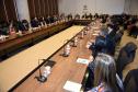 O secretário de estado da Ciência, Tecnologia e Ensino Superior, João Carlos Gomes, acompanhado do, reitor da Universidade Estadual de Ponta Grossa, Carlos Luciano Vargas, reitor da PUC/Pr