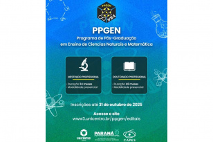 Unicentro abre inscrições para Mestrado e Doutorado em Ensino de Ciências Naturais e Matemática
