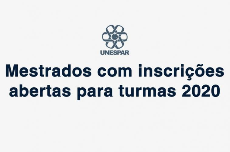 cartaz com os dizeres mestrados com inscrições abertas para turmas 2020