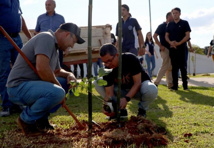 reitor da UEPG miguel sanchez neto planta arvore