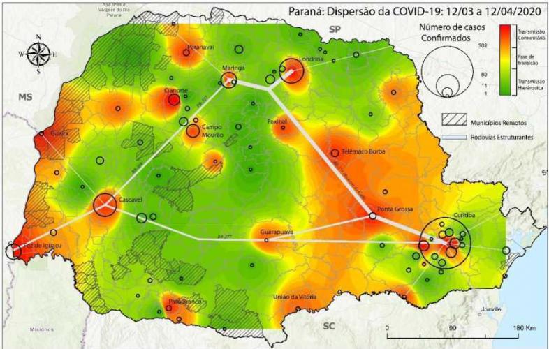 O estudo, que reúne professores do Departamento de Geografia da UEM, tem contribuído na formulação de estratégias de contenção do vírus
