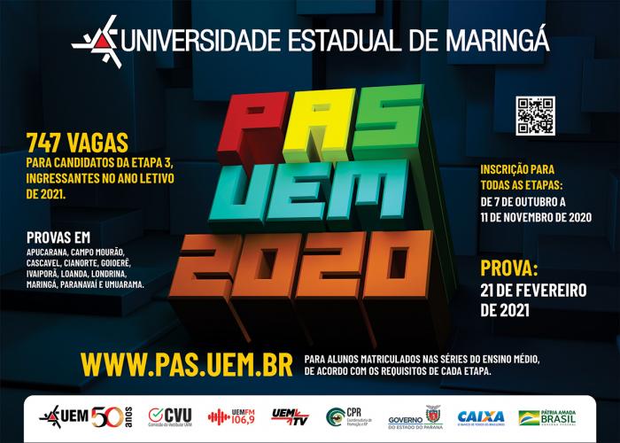 UEM divulga inscrição para o Vestibular e PAS