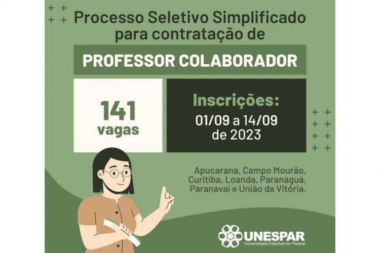 Inscrições para o processo que contratará 141 docentes na Unespar vão até quinta