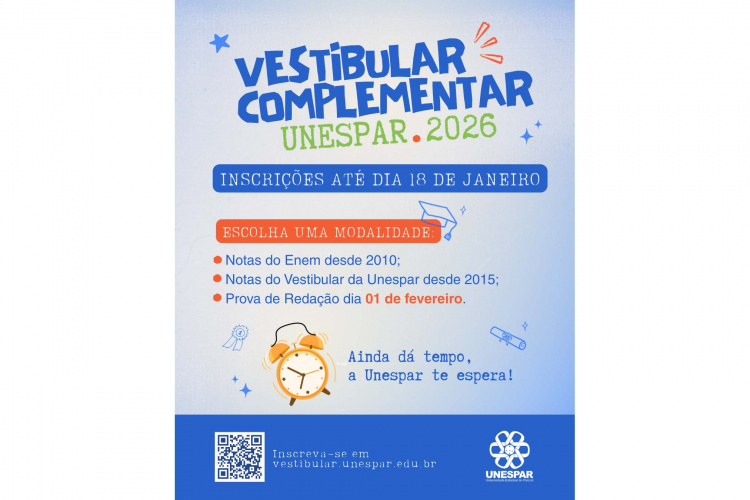 Unespar lança vestibular complementar para 2026 com 234 vagas