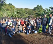 Horta comunitária sob linhas de alta tensão da Copel em Maringá recebe comitiva peruana