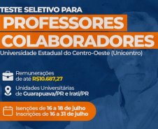 Unicentro abre processo seletivo para professores colaboradores; salários chegam a R$ 10,6 mil