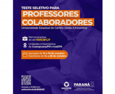 Teste seletivo de professores colaboradores da Unicentro