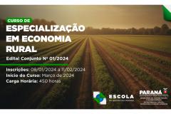 Escola de Gestão do Paraná abre inscrições para Pós-Graduação em Economia Rural