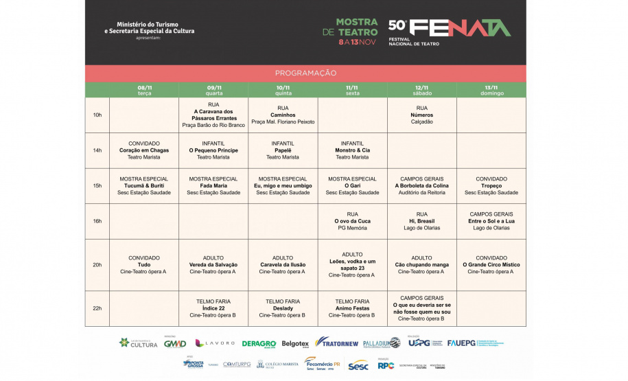 Artistas de renome nacional abrem o Festival Nacional do Teatro, em Ponta Grossa