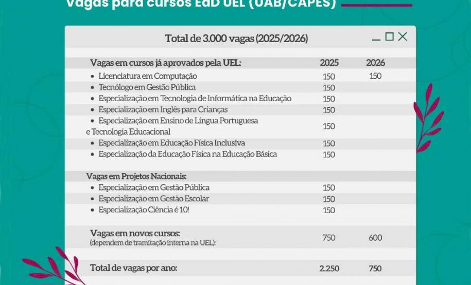 UEL terá recorde de 3 mil vagas em cursos de graduação e especialização a distância