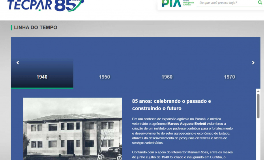 Tecpar lança hotsite comemorativo sobre seus 85 anos