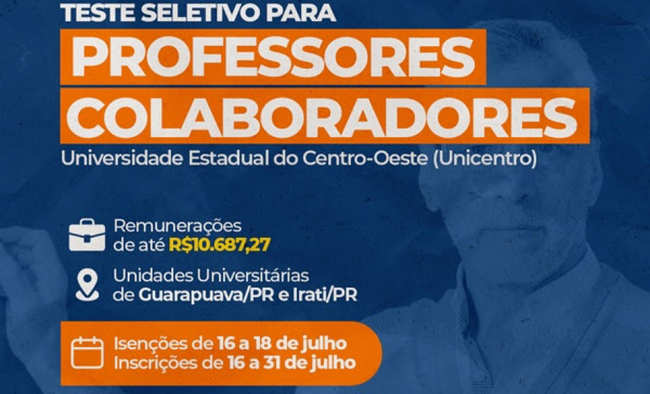 Inscrições de processo seletivo para contratação de professores da Unicentro vão até esta quinta
