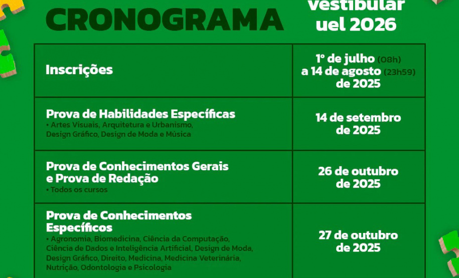 Último dia: inscrições para o Vestibular 2026 da UEL terminam nesta quinta-feira