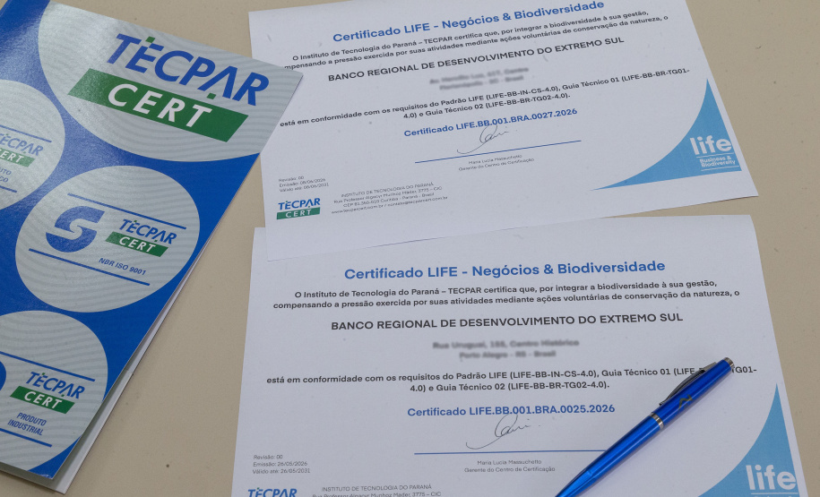 Conservação da biodiversidade: Tecpar certifica BRDE por práticas sustentáveis
