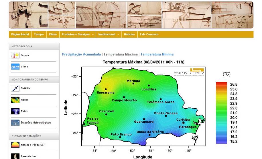 Simepar ganha nova página na internet
